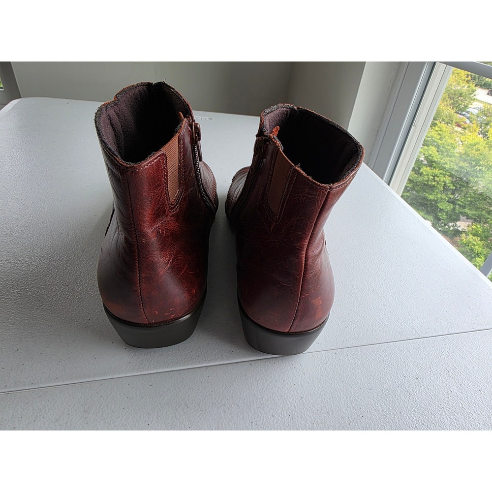 SAS Jade Ankle Boots Distressed Leather 9 WW Side Zip Bootie Tripad Comfort USA - Picture 7 of 10